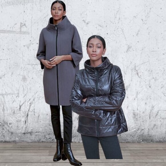Lovely Nikki Jones 2 in 1 Classic High Collar Coat wth Peuter Silver Vest Jacket - Picture 1 of 12